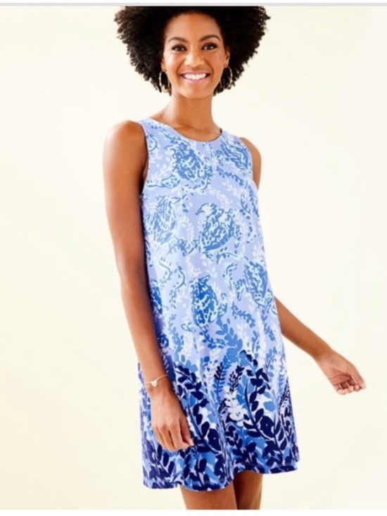 Lilly Pulitzer Dresses & Skirts - LILLY PULITZER Kristen Swing Dress BLUE PERI "TURTLEY AWESOME" Size Large